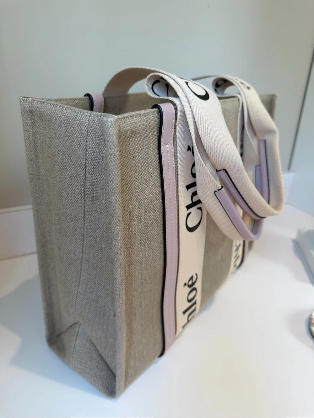 New Chloe Woody Large Tote with lilac Trim COA Dusty